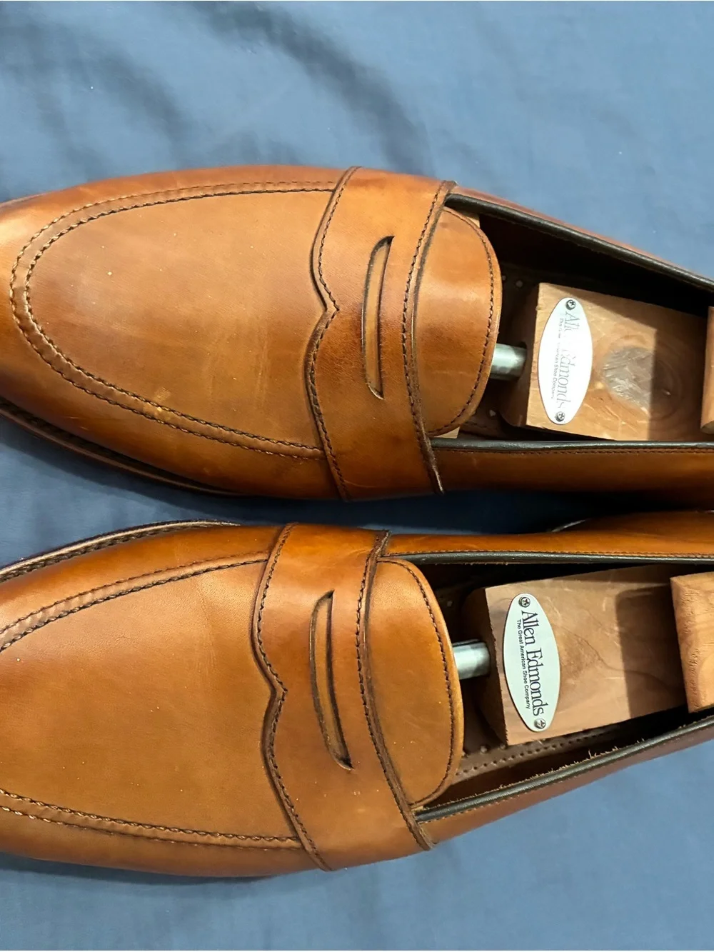 Allen Edmonds Cognac Leather Penny Loafers 10 1/2”